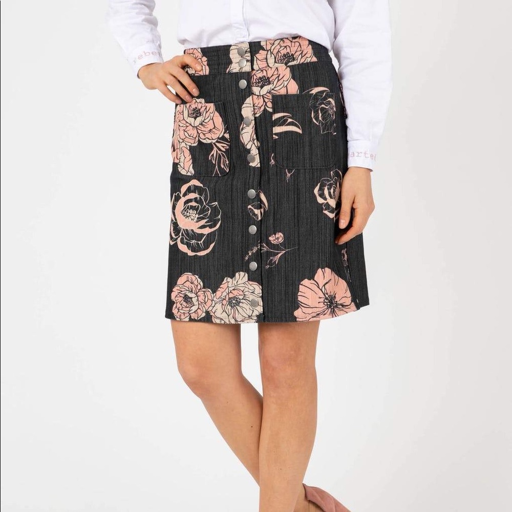 New Agnes & Dora Snap Front Skirt Wild Rose Floral